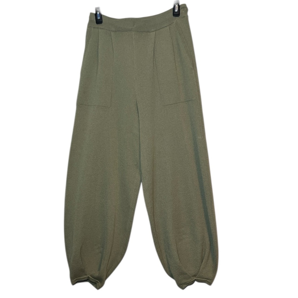 Free People FP Beach Freya Sweater Knit Pants Balloon Joggers Sz Medium Green